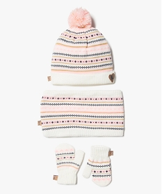 ensemble bebe fille 3 pieces   bonnet snood moufles - lulucastagnette multicoloreA048501_1