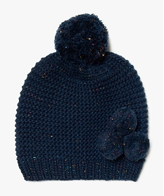 GEMO Bonnet fille avec fil lurex et pompon Bleu