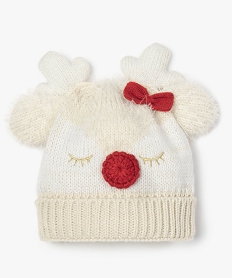 GEMO Bonnet de Noël fille en maille pailletée Beige