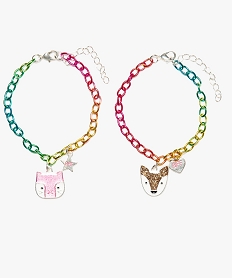 bracelets fille en metal colore avec pampilles pailletees (lot de 2) multicolore autres accessoires filleA052901_1