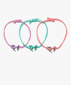 GEMO Bracelets fille en corde avec licorne en métal (lot de 3) Multicolore