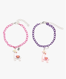 GEMO Bracelets fille en maille avec motif lama (lot de 2) Multicolore