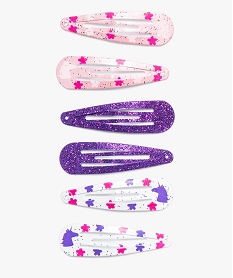 GEMO Barrettes cheveux clic-clac pailletées (lot de 6) Multicolore