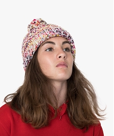 GEMO Bonnet fille multicolore à pompon et fil argenté Multicolore