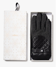 GEMO Gants homme bi-matières comptabiles écran tactile Noir