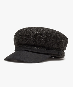 GEMO Casquette de marin femme en tweed pailleté Noir