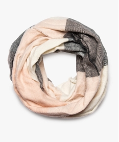 GEMO Foulard femme snood chaud à grands carreaux Rose