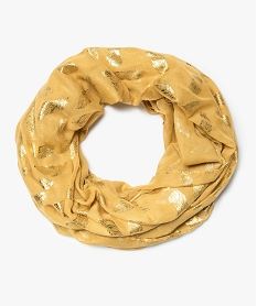 foulard femme snood a plumes brillantes en polyester recycle jauneA069201_1