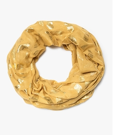 GEMO Foulard femme snood à plumes brillantes en polyester recyclé Jaune