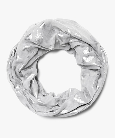 foulard femme snood a plumes brillantes en polyester recycle grisA069301_1