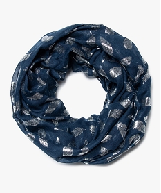 foulard femme snood a plumes brillantes en polyester recycle bleu autres accessoiresA069401_1