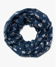 GEMO Foulard femme snood à plumes brillantes en polyester recyclé Bleu