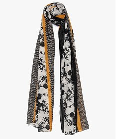 GEMO Foulard femme oversize à motifs variés Noir