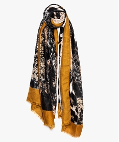 GEMO Foulard femme motif animalier à franges Orange