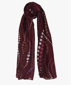 foulard femme grande longueur a motif pois multicolores rougeA070901_1
