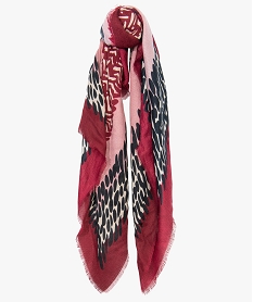 foulard femme imprime format carre rougeA071701_1