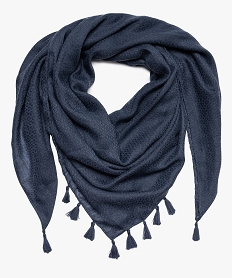 foulard femme uni en maille texturee et finitions pompons gris autres accessoiresA071801_1