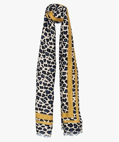 foulard femme imprime leopard et bandes contrastantes beige autres accessoiresA071901_1