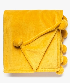 GEMO Plaid doux à pompons Jaune