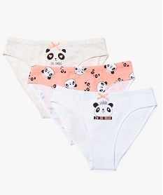 GEMO Culottes fille en coton stretch à motif panda (lot de 3) Multicolore