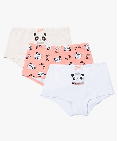 GEMO Shorty fille à motifs pandas en coton stretch (lot de 3) Multicolore