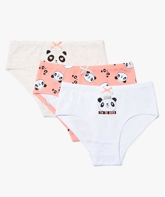 GEMO Culotte fille à motifs pandas en coton stretch (lot de 3) Multicolore