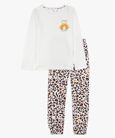 GEMO Pyjama fille en jersey de coton motif léopard Beige