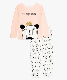 GEMO Pyjama fille en velours avec motifs panda Rose