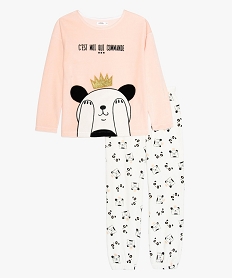 GEMO Pyjama fille en velours avec motifs panda rose standard