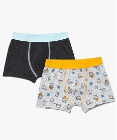 boxer garcon en coton stretch avec taille contrastante (lot de 2) multicoloreA077101_1