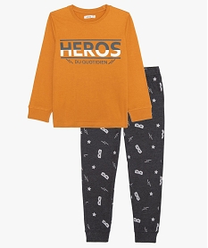 pyjama garcon bicolore avec inscription heros brun pyjamasA077501_1