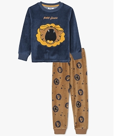 pyjama garcon en velours avec motif lion bleuA078501_1