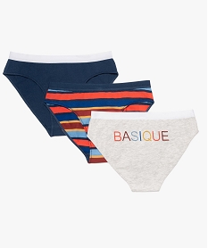 GEMO Slip fille multicolore en coton stretch (lot de 3) Multicolore