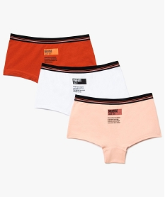 GEMO Boxers fille en coton stretch avec inscription fun (lot de 3) Multicolore