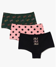 GEMO Boxer fille en coton stretch imprimé (lot de 3) Multicolore