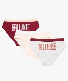 GEMO Shorty fille avec inscription humoristique (lot de 3) Multicolore