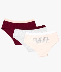 GEMO Shorties fille stretch à inscriptions pailletées (lot de 3) Multicolore