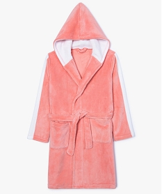 GEMO Robe de chambre fille à capuche avec inscription au dos Rose