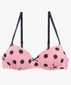 GEMO Soutien-gorge fille à bonnets paddés et motifs pois Rose