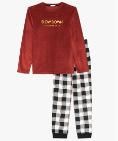 GEMO Pyjama garçon en polaire avec pantalon à carreaux Rouge