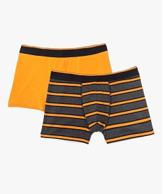 GEMO Boxer homme en coton stretch uni + rayé (lot de 2) jaune standard