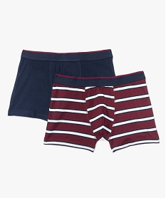 GEMO Boxer homme en coton stretch uni + rayé (lot de 2) Imprimé