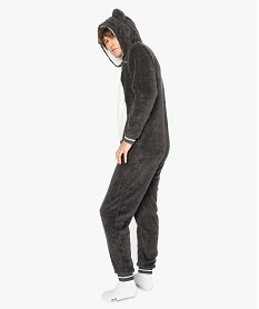 combinaison homme en maille peluche avec motif ours gris pyjamas et peignoirsA087301_3