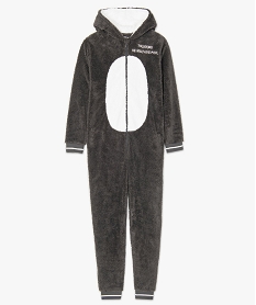 combinaison homme en maille peluche avec motif ours gris pyjamas et peignoirsA087301_4