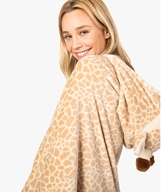 cape dinterieur femme motif girafe imprime pyjamas ensembles vestesA088101_2