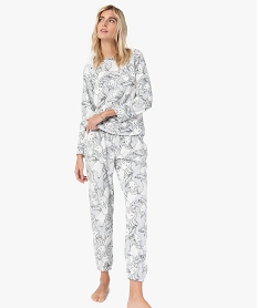 pyjama femme en polaire a imprime all over imprimeA088201_2