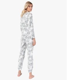 pyjama femme en polaire a imprime all over imprimeA088201_3