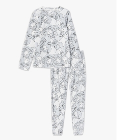 pyjama femme en polaire a imprime all over imprimeA088201_4