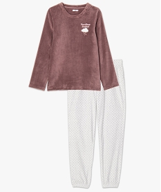 pyjama femme en matiere peluche imprimee roseA088301_4