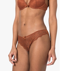 GEMO Culotte femme en dentelle et tulle (lot de 2) marron vif